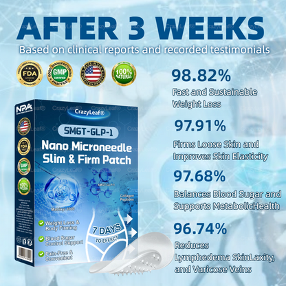 FDA Certified | Official Store | CrazyLeaf® SMGT-GLP-1 Nano Microneedle Patch™ with Collagen & Matrixyl 3000 丨Obesity,Cardiovascular Diseas, Diabetes, Sleep Apnea, Joint Problems and More