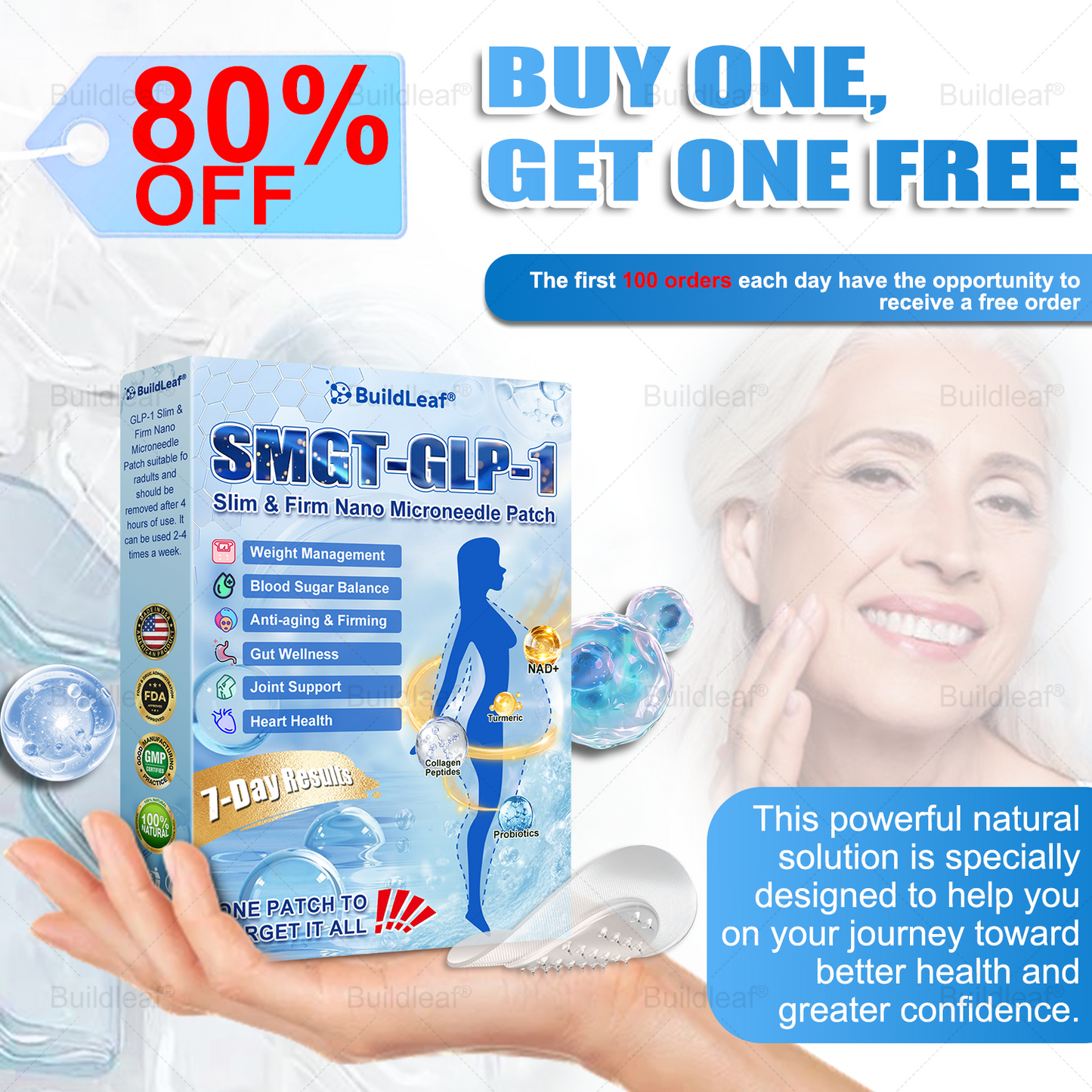 FDA Store|𝐵uil𝗱𝐿ea𝐟® 𝑮𝐋𝑃-1 Slim & Firm 𝑁ano 𝑀icroneedle 𝑃atch with Collagen,Turmeric&Matrixyl 3000 丨Obesity,Cardiovascular Diseas, Diabetes, Sleep Apnea, Joint Problems and More✨